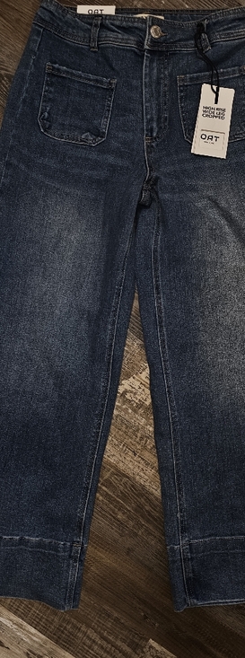 Oat New York Denim - OAT New York High Rise Wide Leg Cropped Jeans Size 4 27 NWT Dark Wash Denim